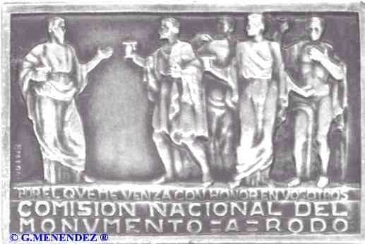 Plaqueta que reproduce uno de los grupos del Monumento a José Enrique Rodó, en
Montevideo.
Autor: José Belloni.  
...