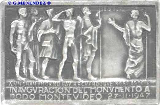 Plaqueta que reproduce uno de los grupos del Monumento a José Enrique Rodó, en
Montevideo.
Autor: José Belloni.  
...