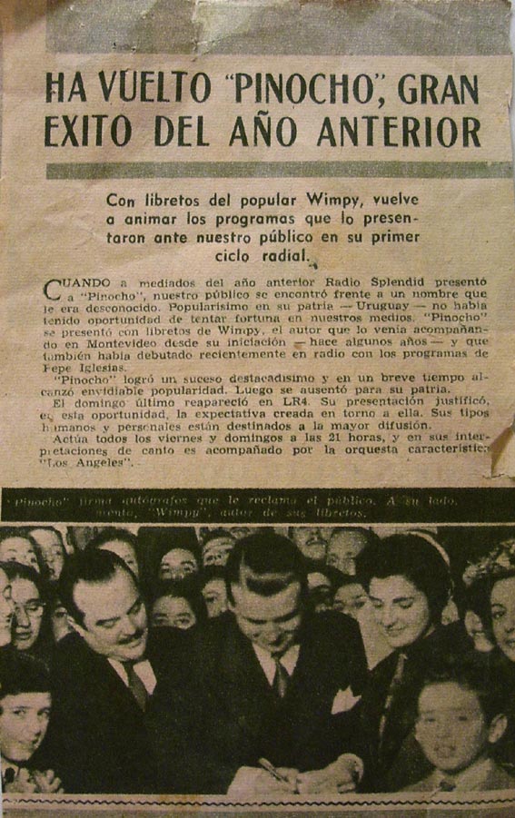 Artículo "Ha vuelto Pinocho, Gran Éxito del Año Anterior"